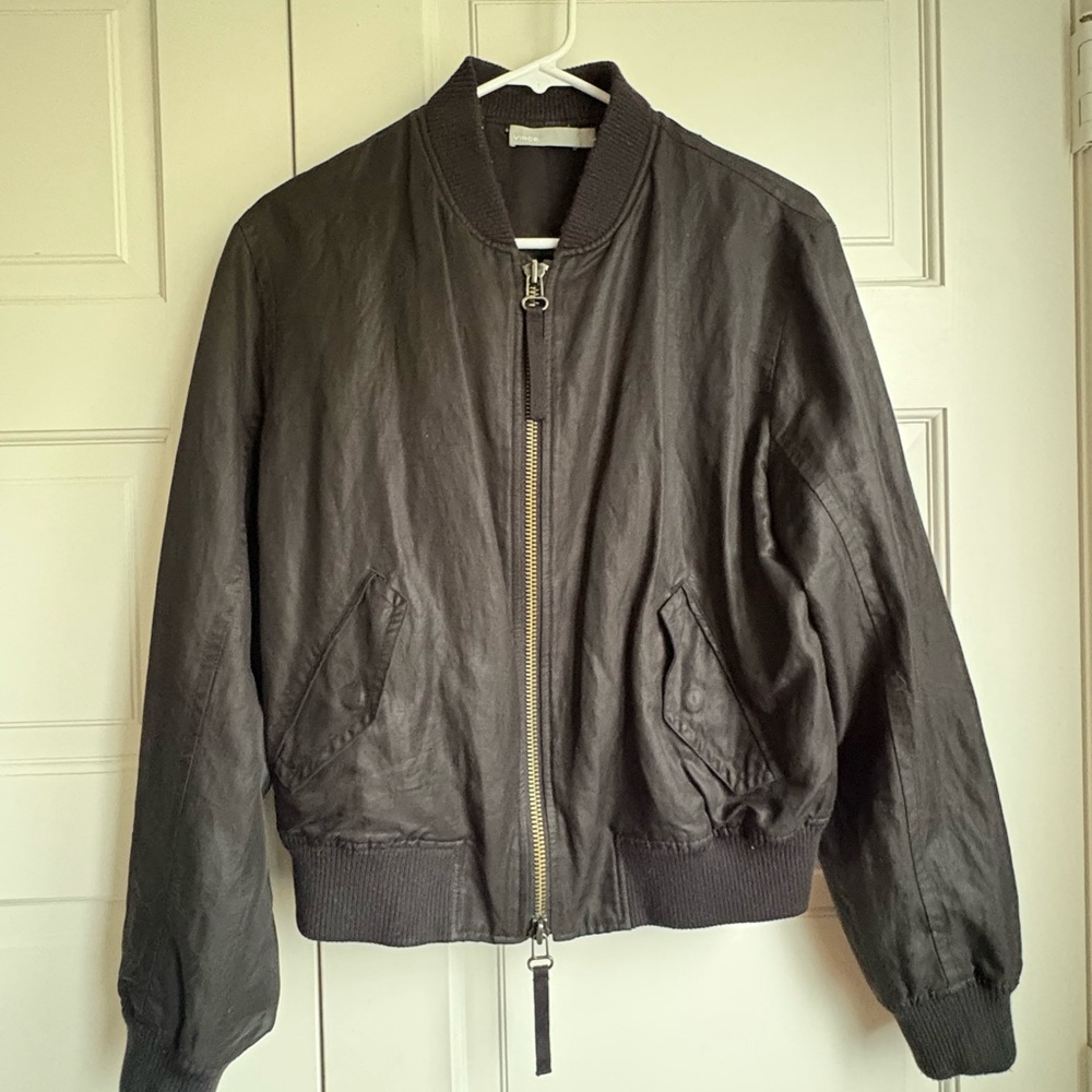 Vince black fabric Bomber Jacket